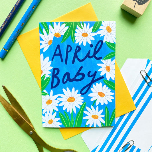 April New Baby Birth Month Greetings Card