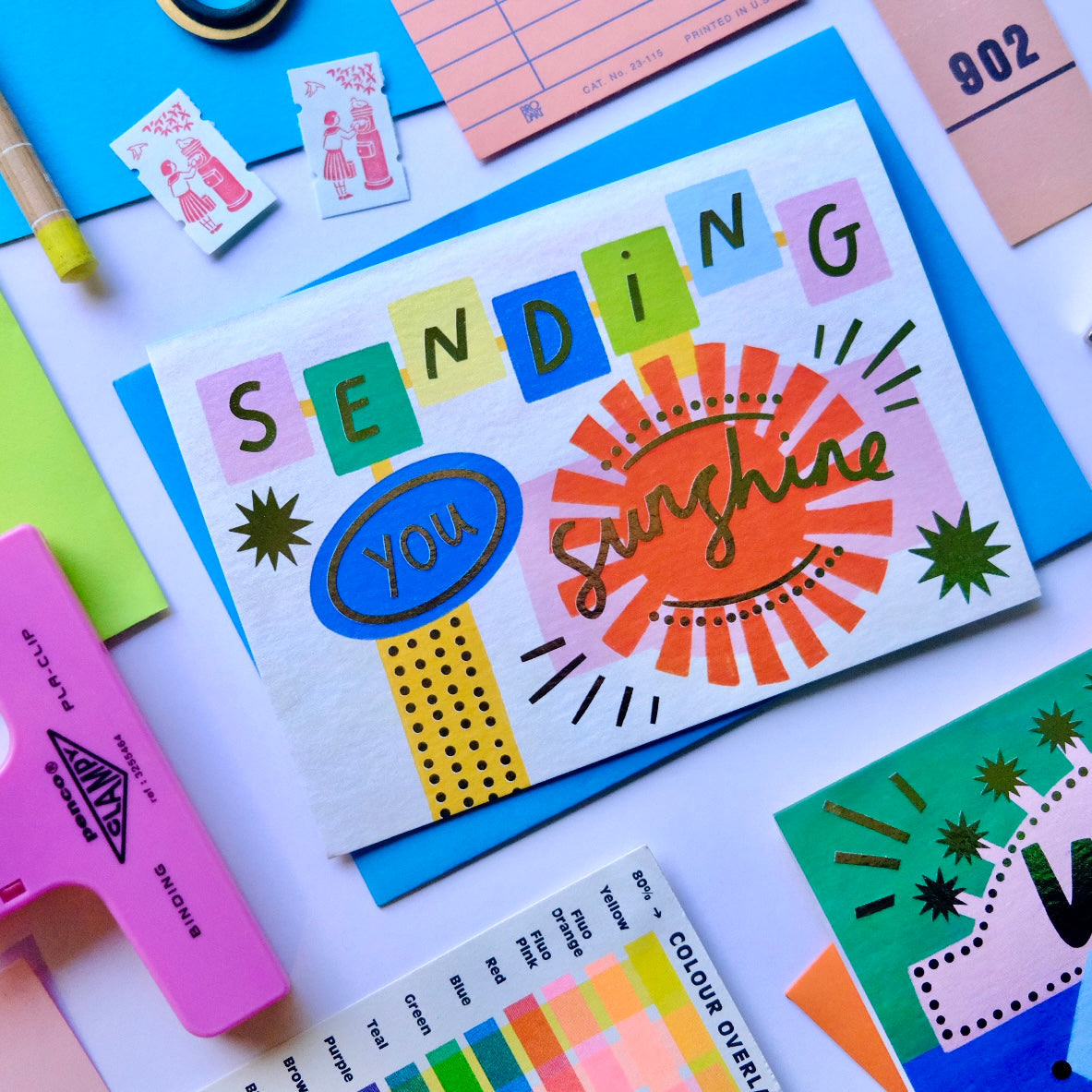 Retro 'Sending You Sunshine' Thinking of you Greetings Card, Sending love, Retro Motel Sign Thinking of you Greetings Card | Retro Sign Thoughtful Card | Western Motel Sign Thinking of you, Vintage Thoughtful Card