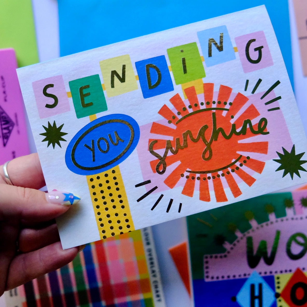 Retro 'Sending You Sunshine' Thinking of you Greetings Card, Sending love, Retro Motel Sign Thinking of you Greetings Card | Retro Sign Thoughtful Card | Western Motel Sign Thinking of you, Vintage Thoughtful Card