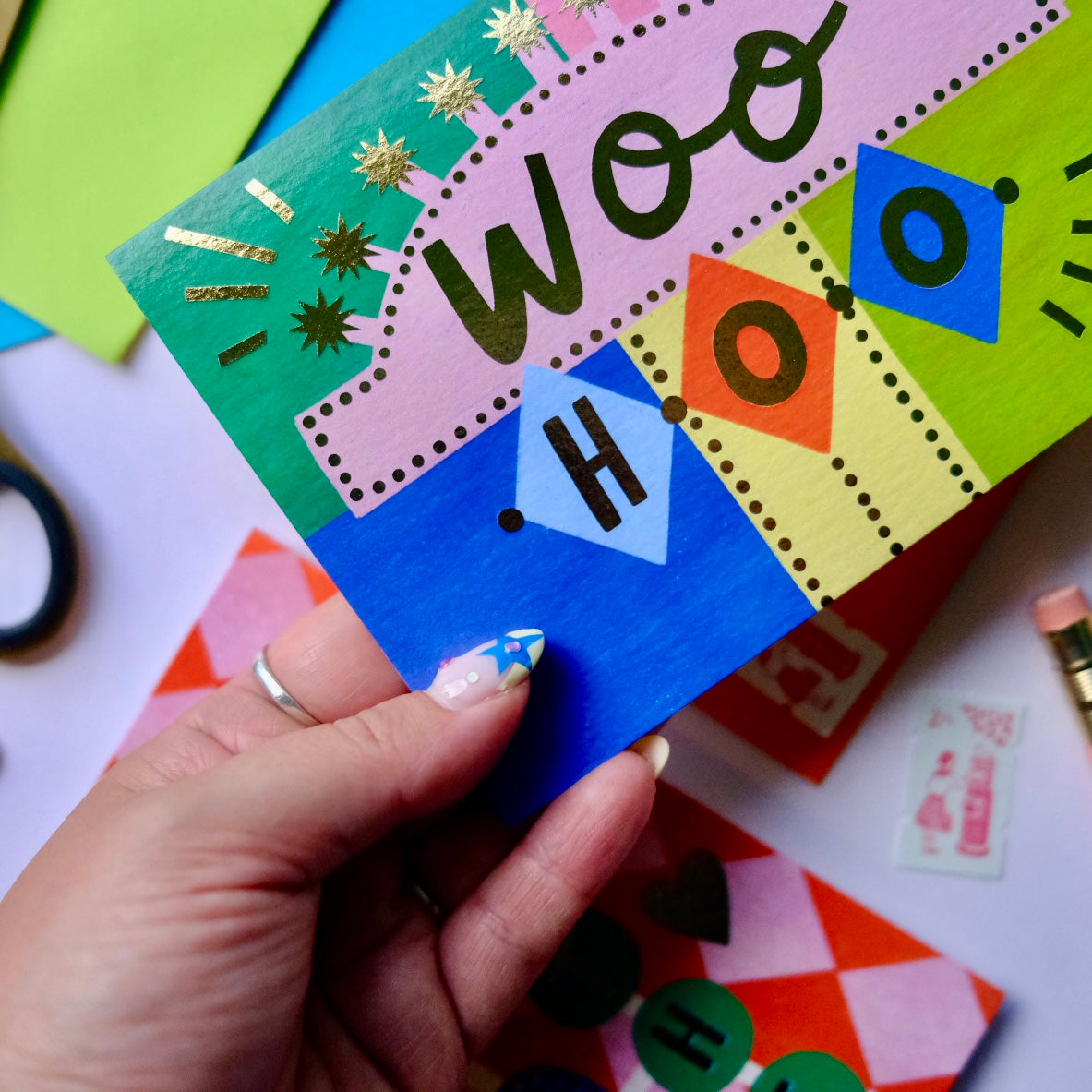 Retro 'WOO HOO' Congratulations Greetings Card, Congratulations Greetings Card, Retro Motel Sign celebrating Greetings Card | Retro good news Card | Western Motel Sign exams, New Job Card, Vintage Birthday Card