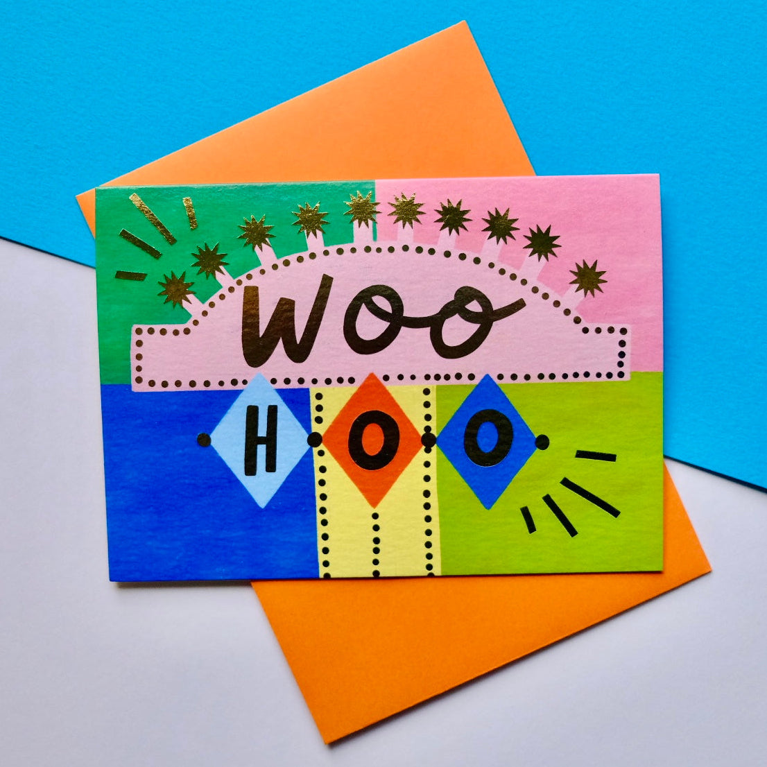 Retro 'WOO HOO' Congratulations Greetings Card, Congratulations Greetings Card, Retro Motel Sign celebrating Greetings Card | Retro good news Card | Western Motel Sign exams, New Job Card, Vintage Birthday Card