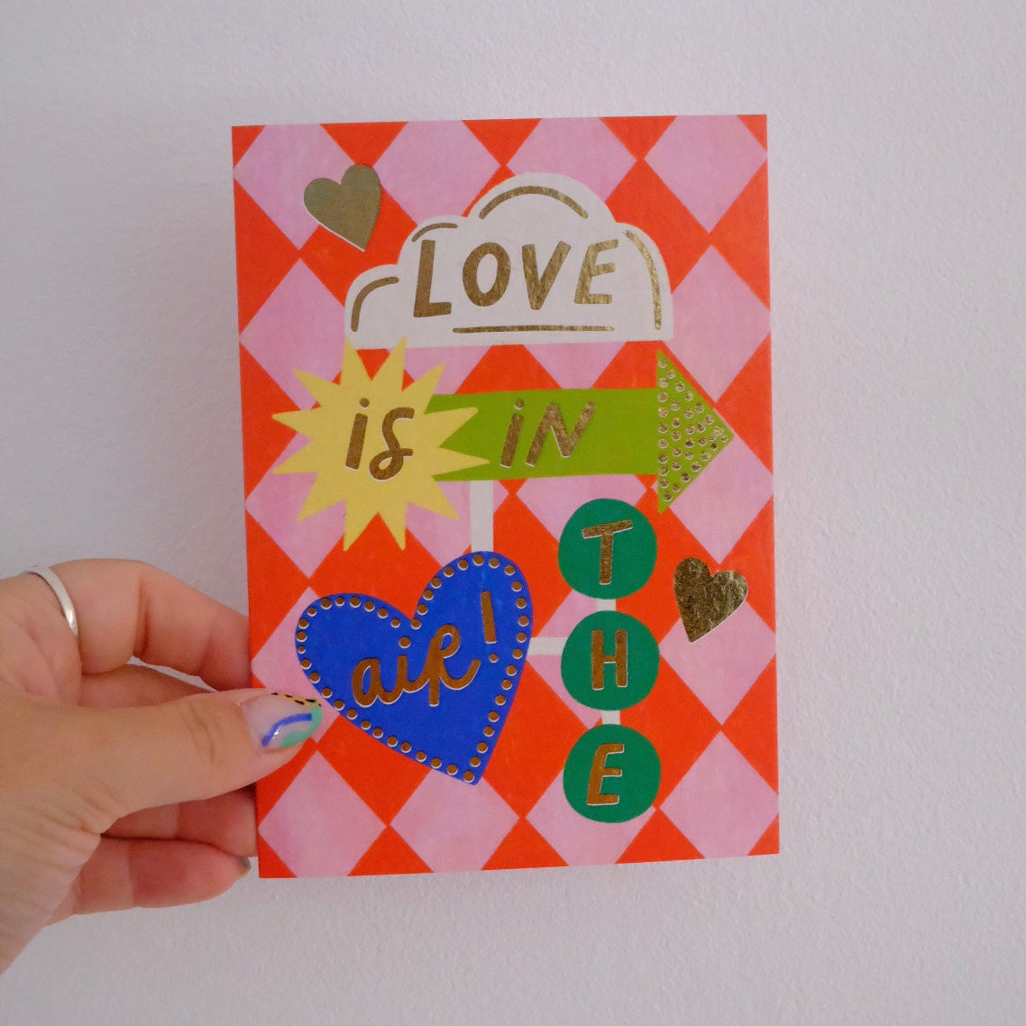 Retro 'Love is in the air' Engagement, Wedding, Valentines Greetings Card | Retro Sign Love Card | Vintage Motel Sign Engagement, wedding, valentines Card
