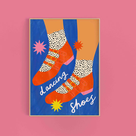 Dancing Shoes Art Print| Playful Shoes Art Print | Colourful Wall Art | Cute Shoes Wall Art