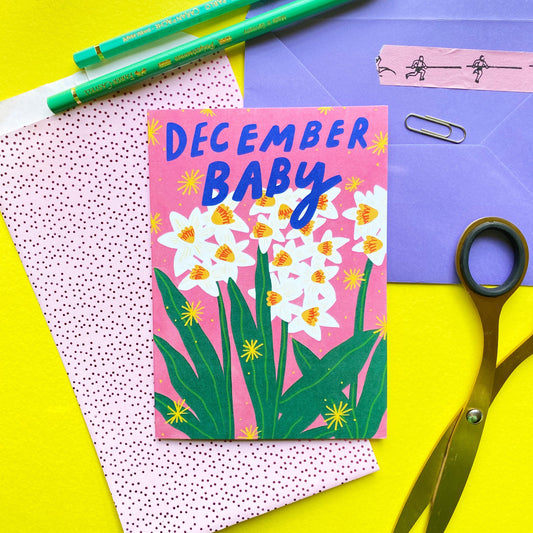 December New Baby Birth Month Greetings Card