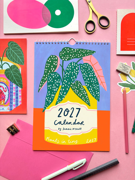 2027 Illustrated Calendar | Plants in tins 2027 Calendar | Wall Calendar | Botanical Wall Calendar 2027 Calendar | 2027 illustrated calendar