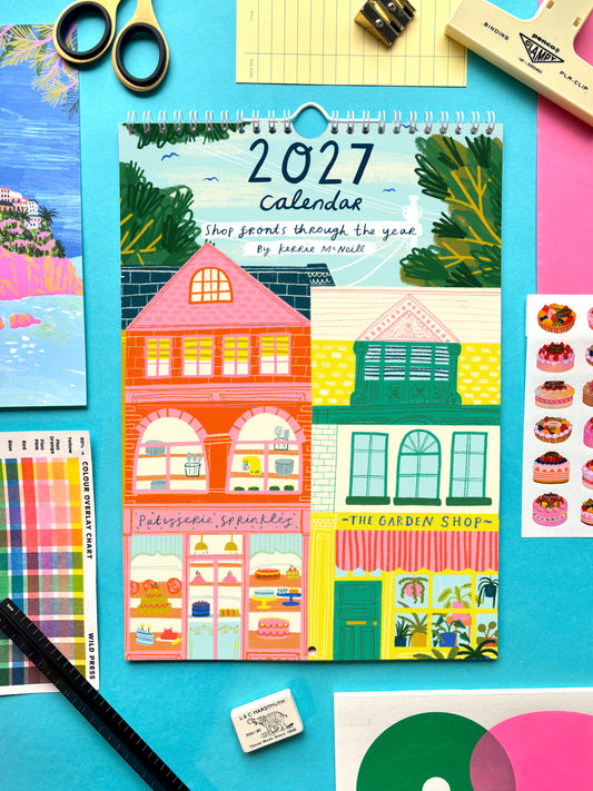 2027 Shop Fronts Calendar | Shop fronts through the year 2027 Calendar | 2027 illustrated calendar