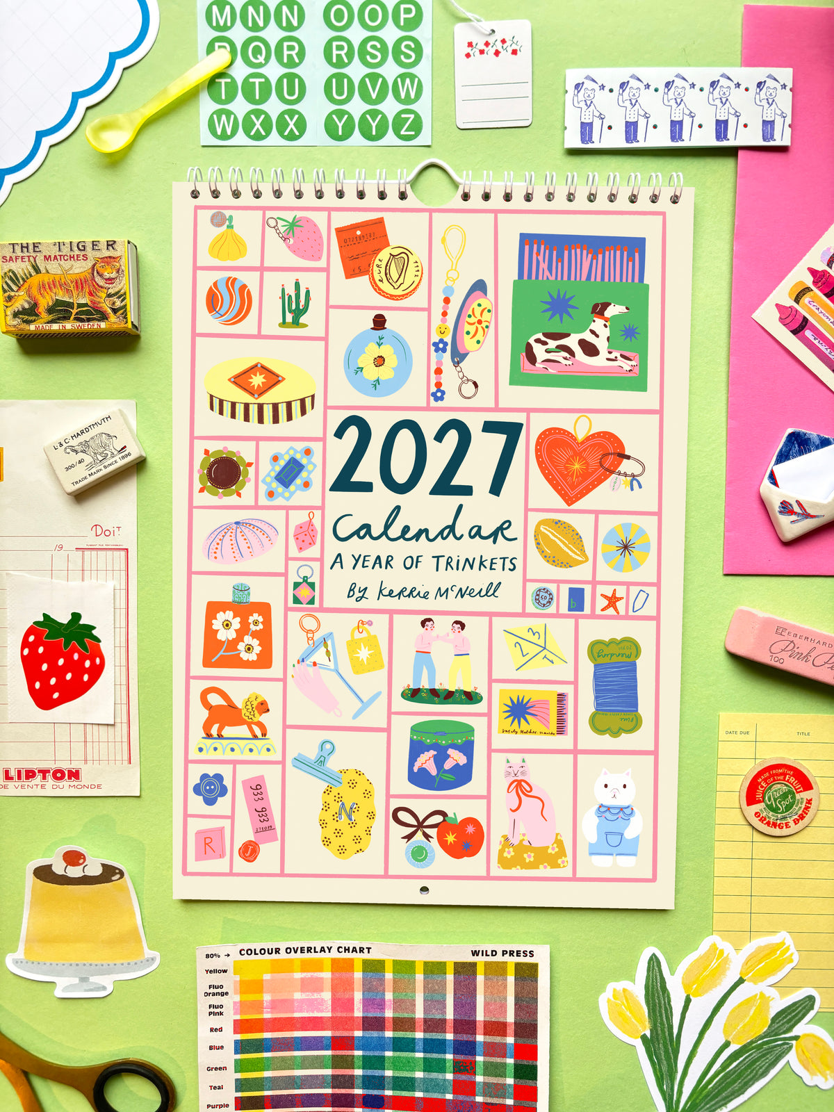 2027 A Year of Trinkets Wall Calendar | Trinket Collection 2027 Calendar | 2027 illustrated calendar