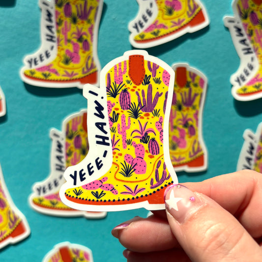 Yee-Haw Cowboy Boot Vinyl Sticker
