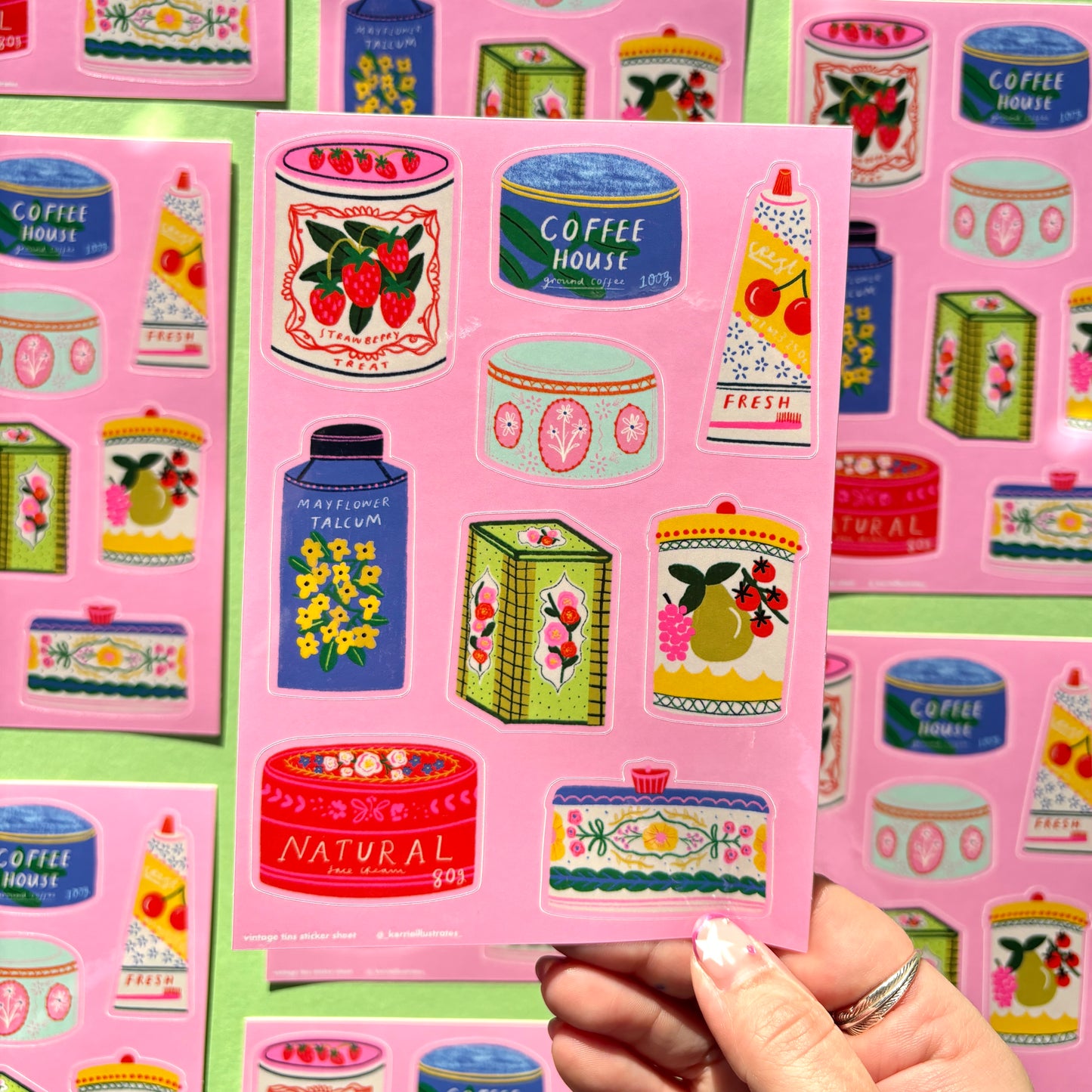 Vintage-Inspired Tin & Can Sticker Sheet – Cute Retro Container sticker sheet