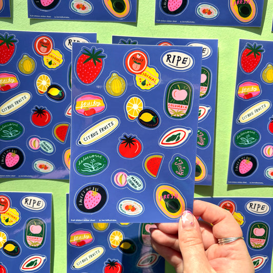 Fruit Stickers Sheet – Cute Vinyl Fruit stickers sheet for journalling