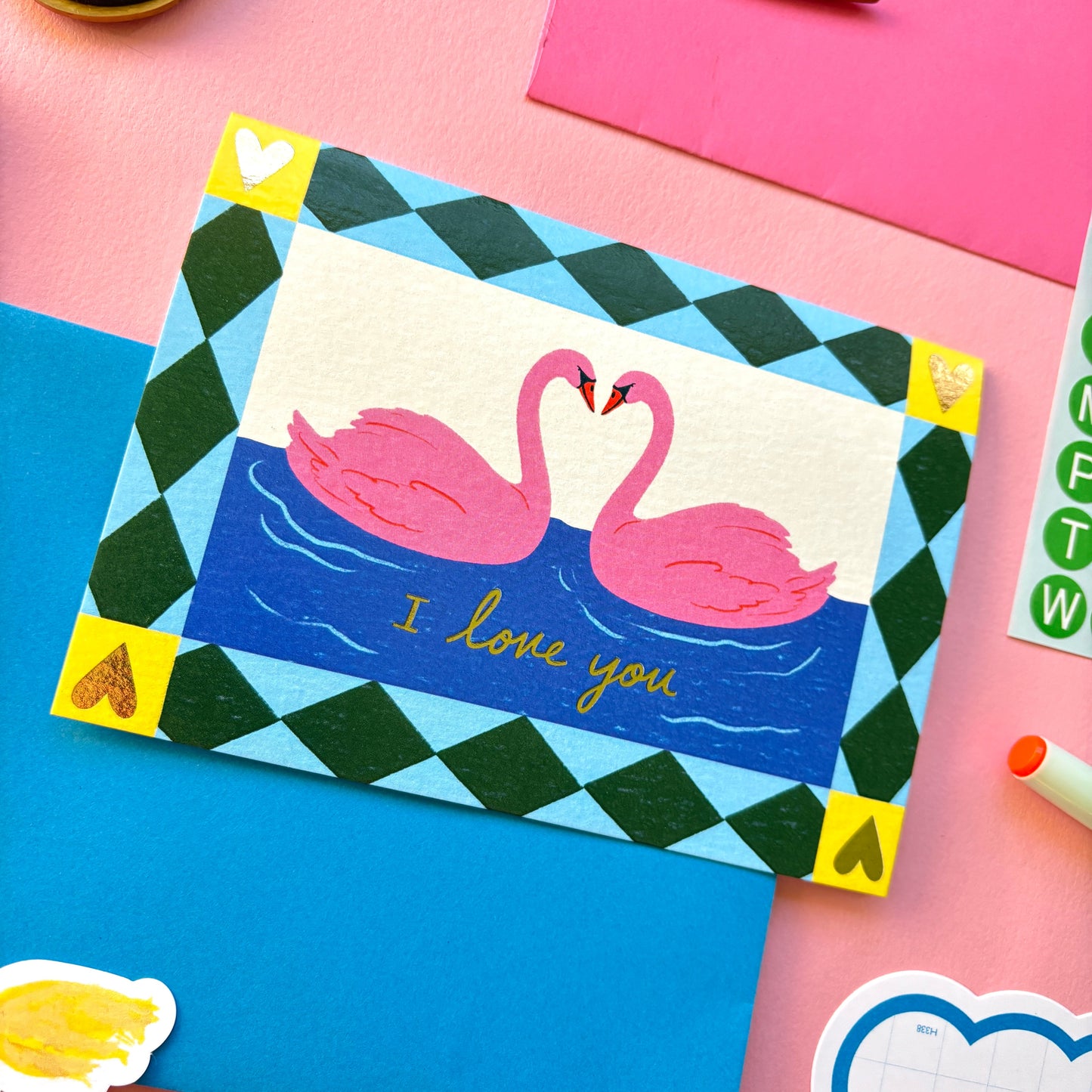 Romantic Swans “I Love You” Valentines Greeting Card | Swans In Love | Cute Valentines Day Card