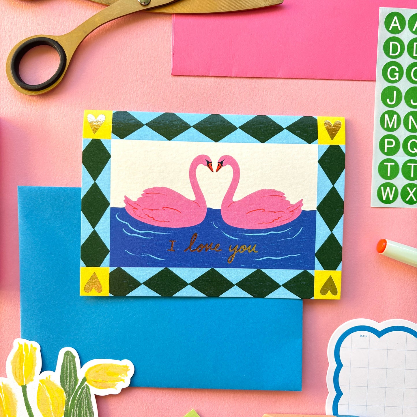 Romantic Swans “I Love You” Valentines Greeting Card | Swans In Love | Cute Valentines Day Card