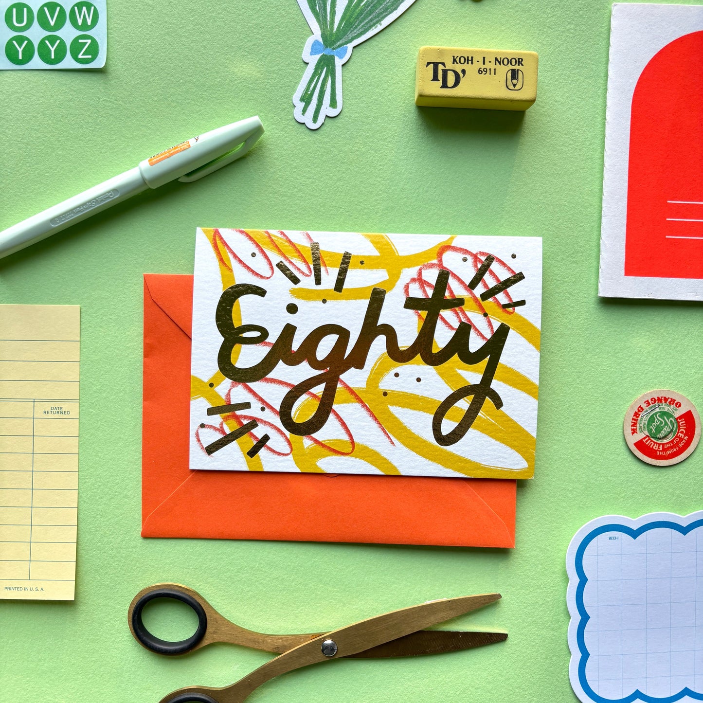 80th Birthday Card | Abstract birthday card | 80th birthday Gold Foil Milestone