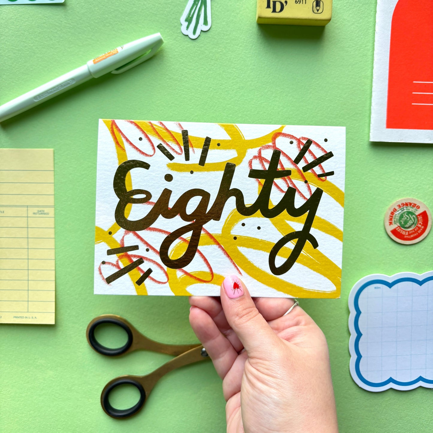 80th Birthday Card | Abstract birthday card | 80th birthday Gold Foil Milestone