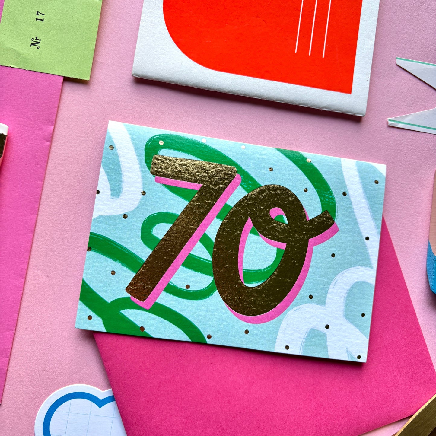 70th Birthday Card | Abstract birthday card | 70th birthday Gold Foil Milestone