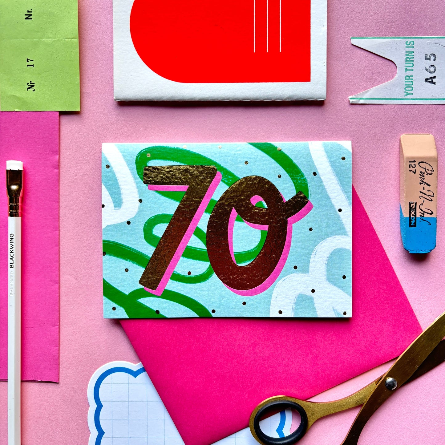 70th Birthday Card | Abstract birthday card | 70th birthday Gold Foil Milestone