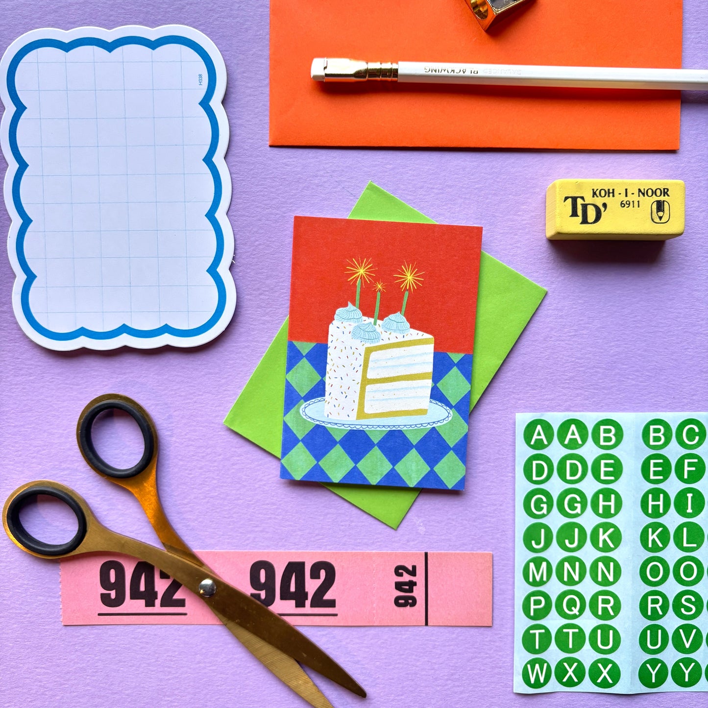 Mini Cake Slice Birthday Card | Retro Birthday Cake Birthday Card | Mini Colourful Birthday Card