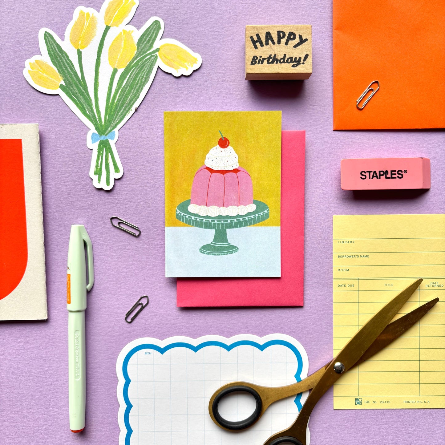 Mini Pink Jelly Cake Birthday Card | Retro Jelly Cake Card | Mini Colourful Birthday Card