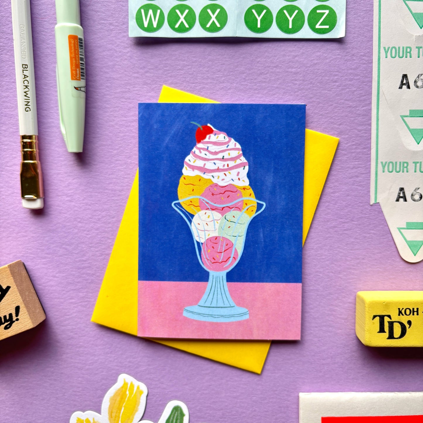 Mini Vintage Ice cream Sundae Birthday Card | Retro Ice cream Sundae Birthday Card | Mini Colourful Birthday Card