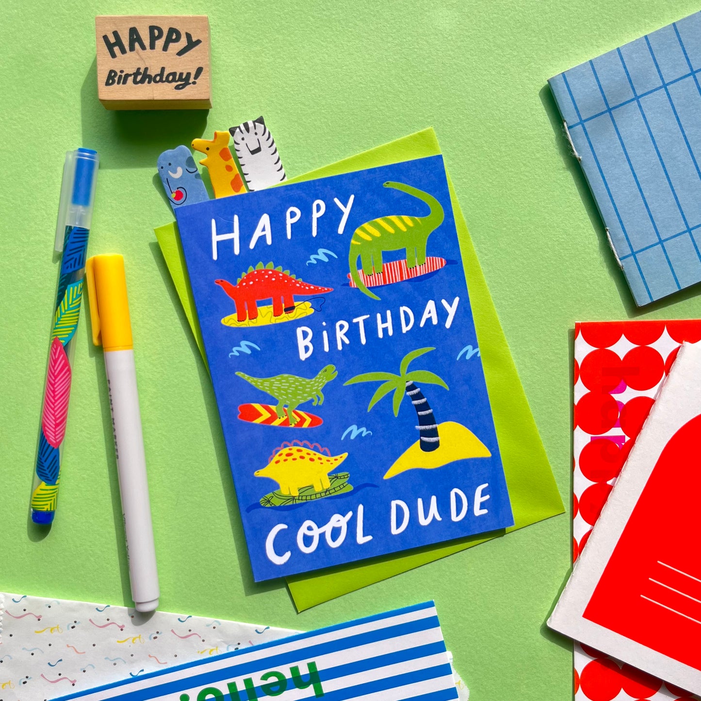 Happy Birthday Cool Dude Dinosaur Greeting Card