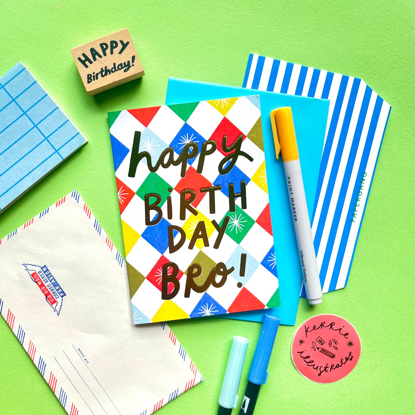 Happy Birthday Bro! Patterned Greeting Card