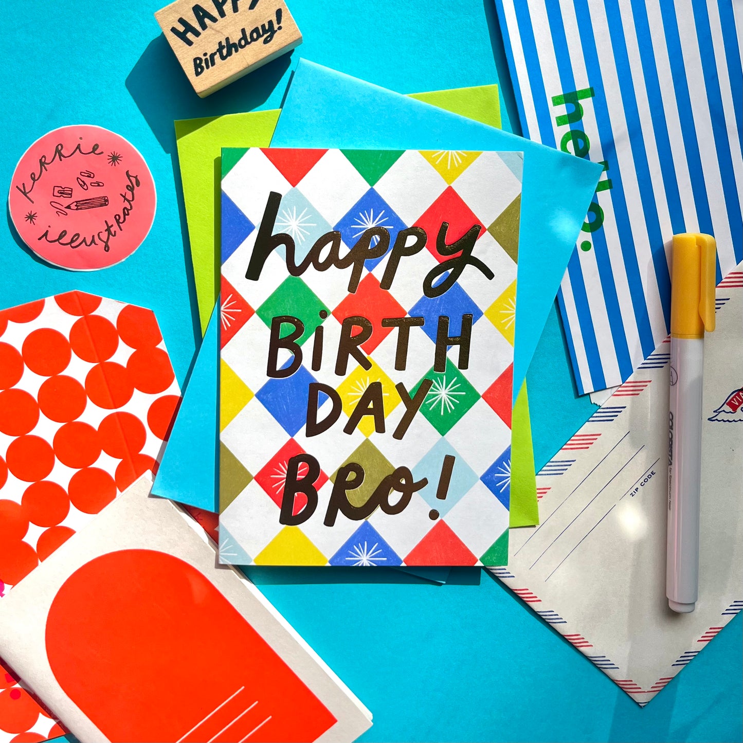 Happy Birthday Bro! Patterned Greeting Card