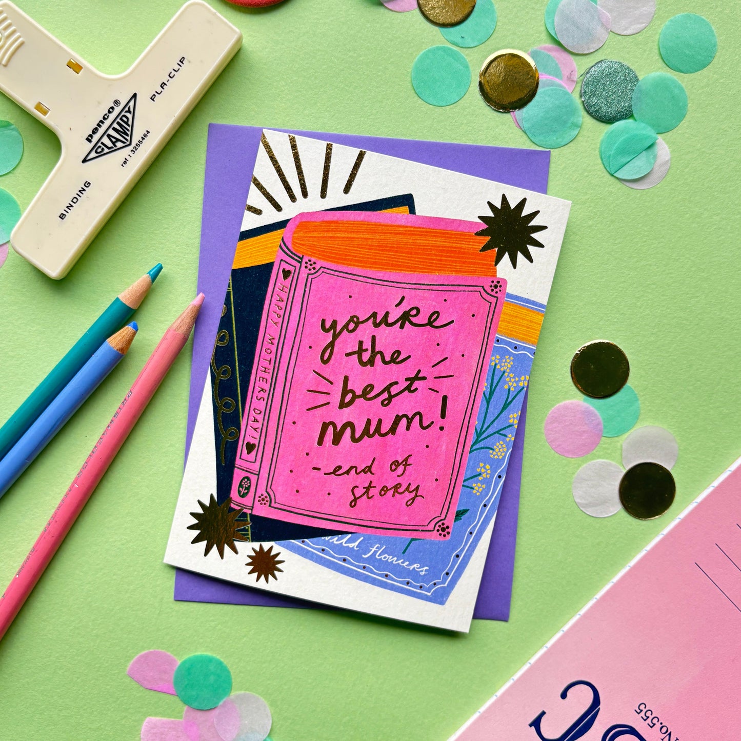 You're The Best Mum End Of Story | Mum Mother's Day Greetings Card | Book Lover Birthday | Pink Gold Foil | Booktok Reader Celebration Mum