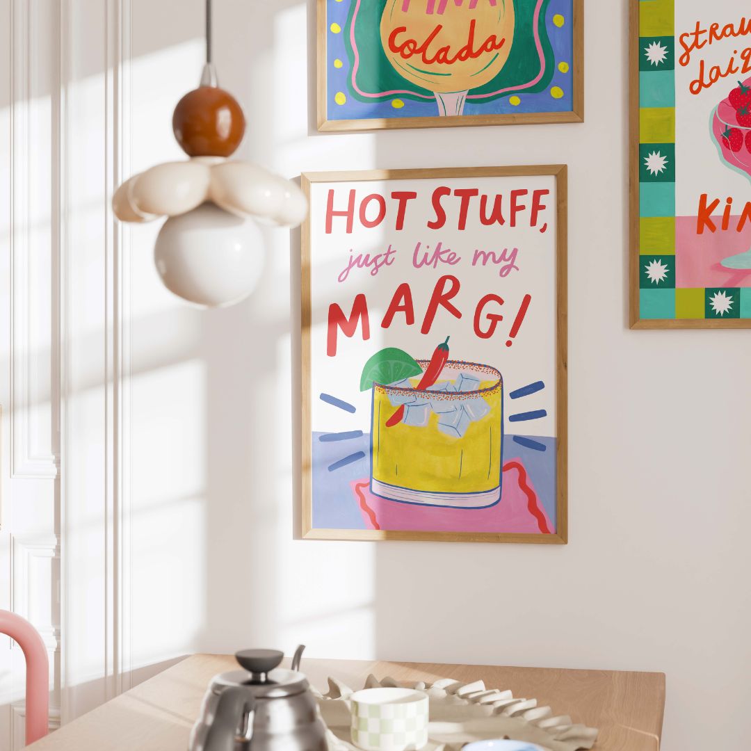 Margarita art print-Spicy margarita wall art-bar wall art-kitchen wall art-hot stuff just like my marg