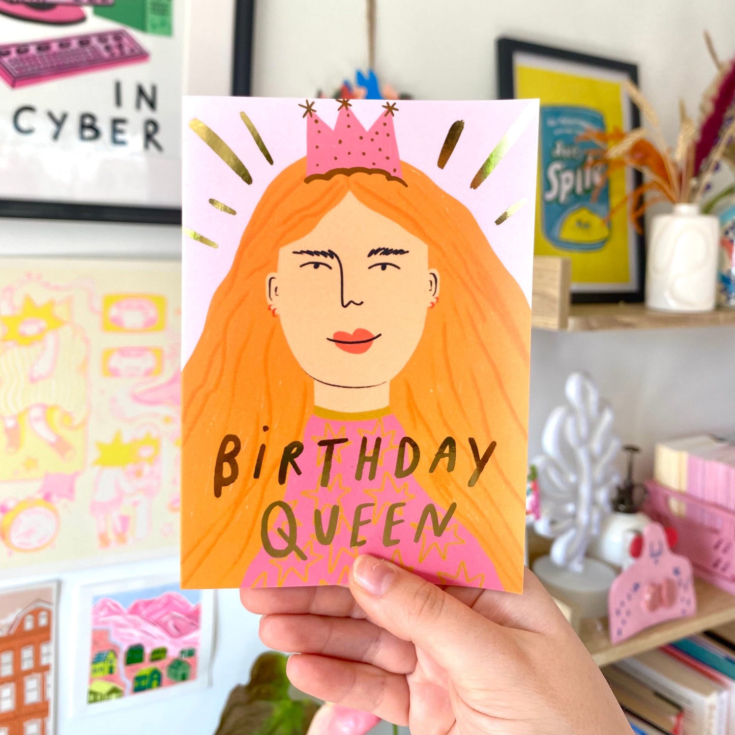 Birthday Queen Gold Foil Greetings Card