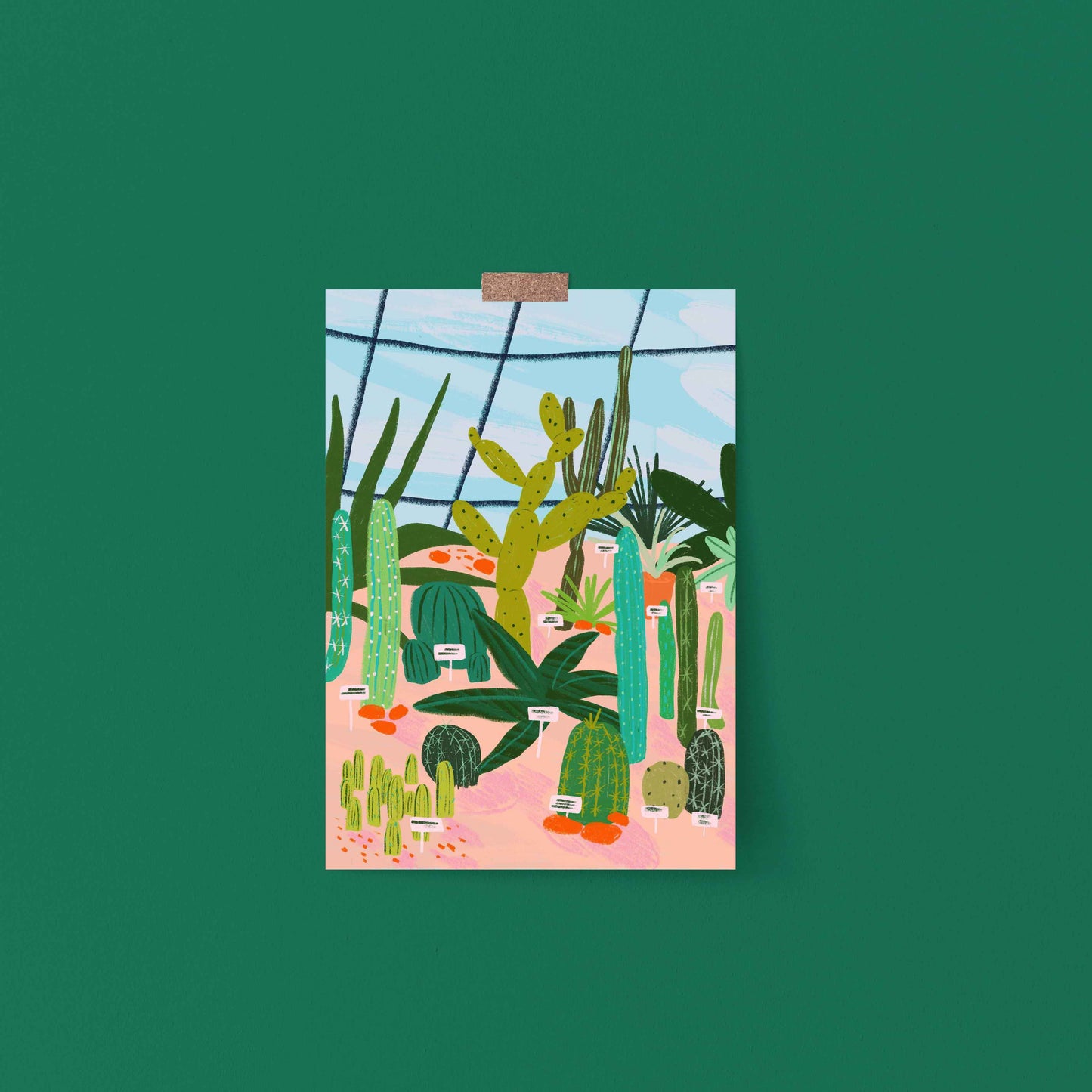 Palm House with Cacti Colourful Art Print