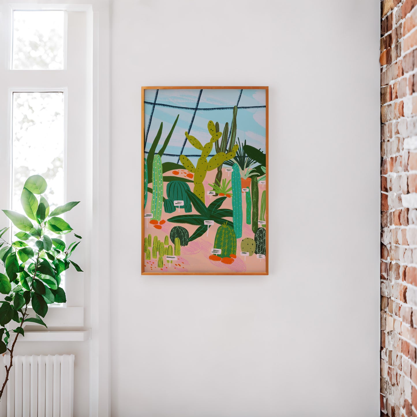 Palm House with Cacti Colourful Art Print