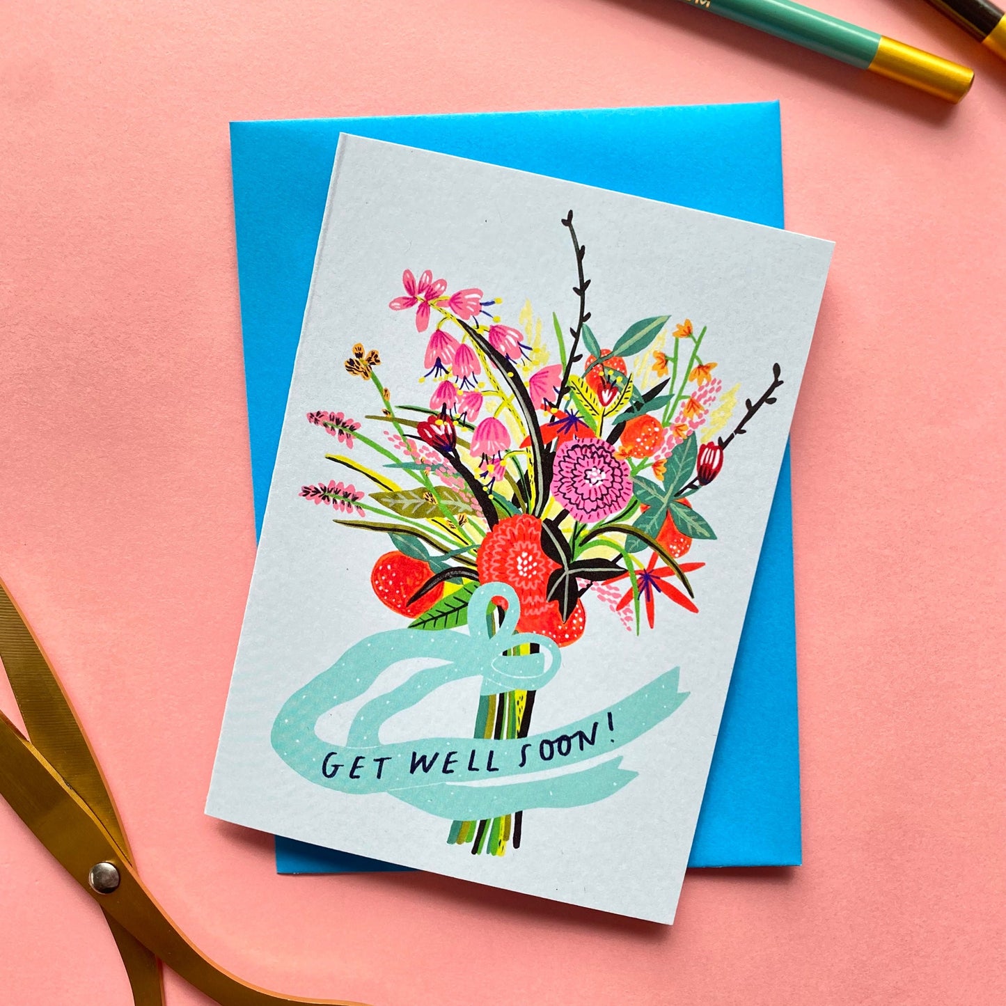 Get Well Soon Flowers Greetings Card