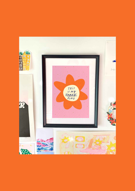 My Happy Place Positive Quote Art Print