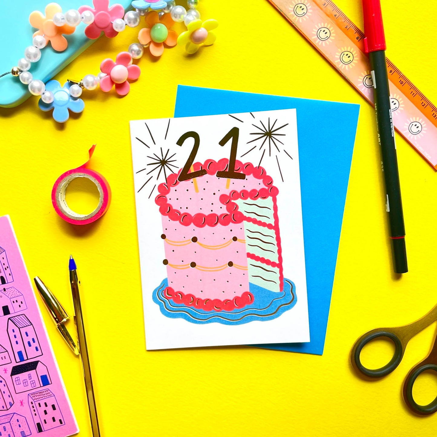 21st Birthday Cake Card | Birthday cake card | 21st birthday