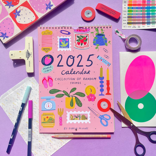 2025 Objects Wall Calendar | Collection of objects 2025 Calendar | 2025 illustrated calendar