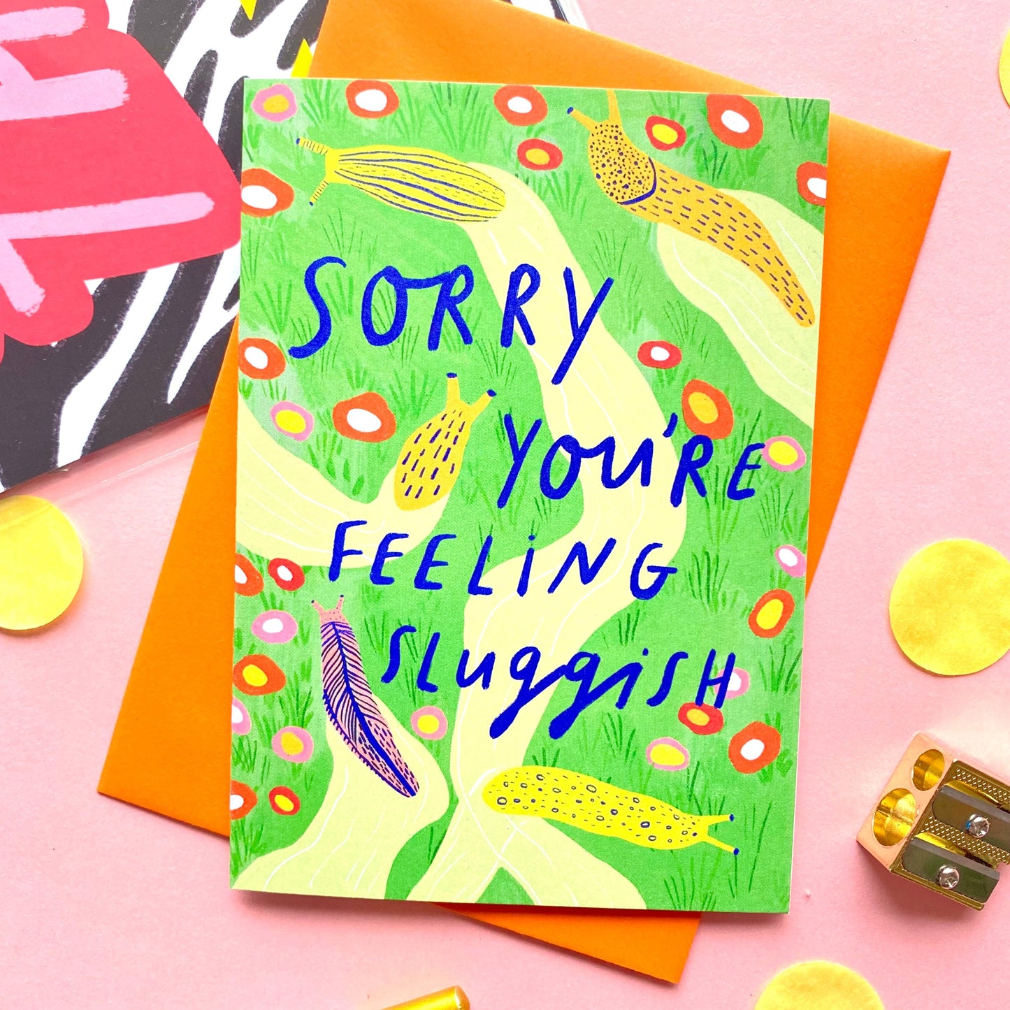 Sorry You're Feeling Sluggish Funny Get Well Soon Greetings Card