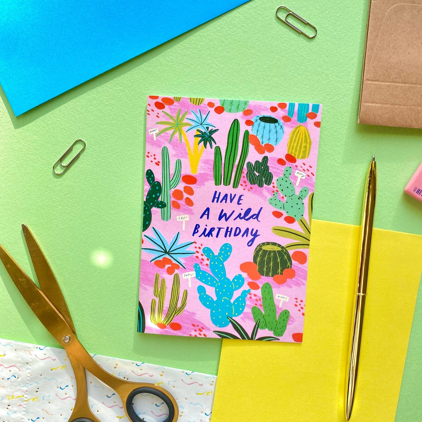 Have a wild Birthday Plants Gold Foil Greetings Card